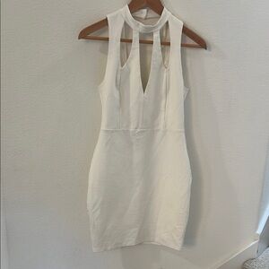 Lulu's White Halter Wrap Bodycon Dress
